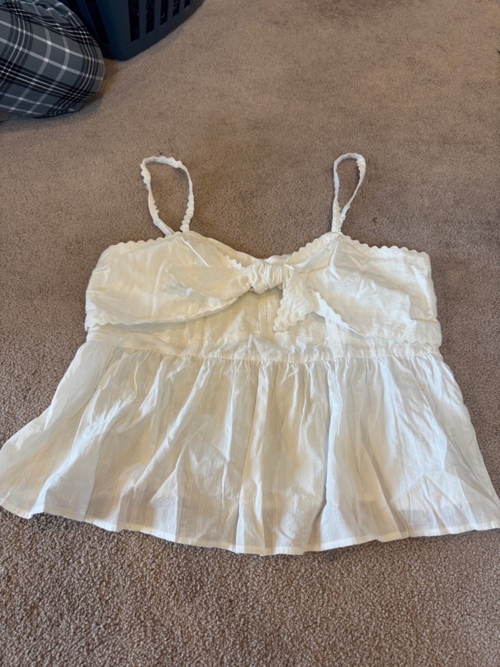 Old Navy White Tie-Front Spaghetti Strap Babydoll Tank